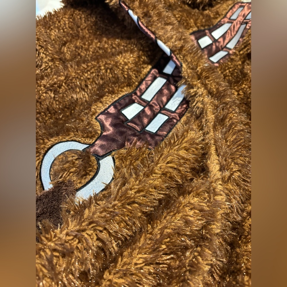 Star Wars Chewbacca Adult Men Women Plush Bathrobe Brown Fleece Hood and Belt - Picture 5 of 7